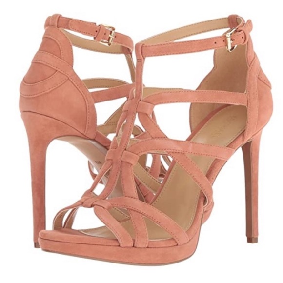 Michael by Michael Kors Peach Suede Strappy Heels Size 7.5 - Picture 1 of 10